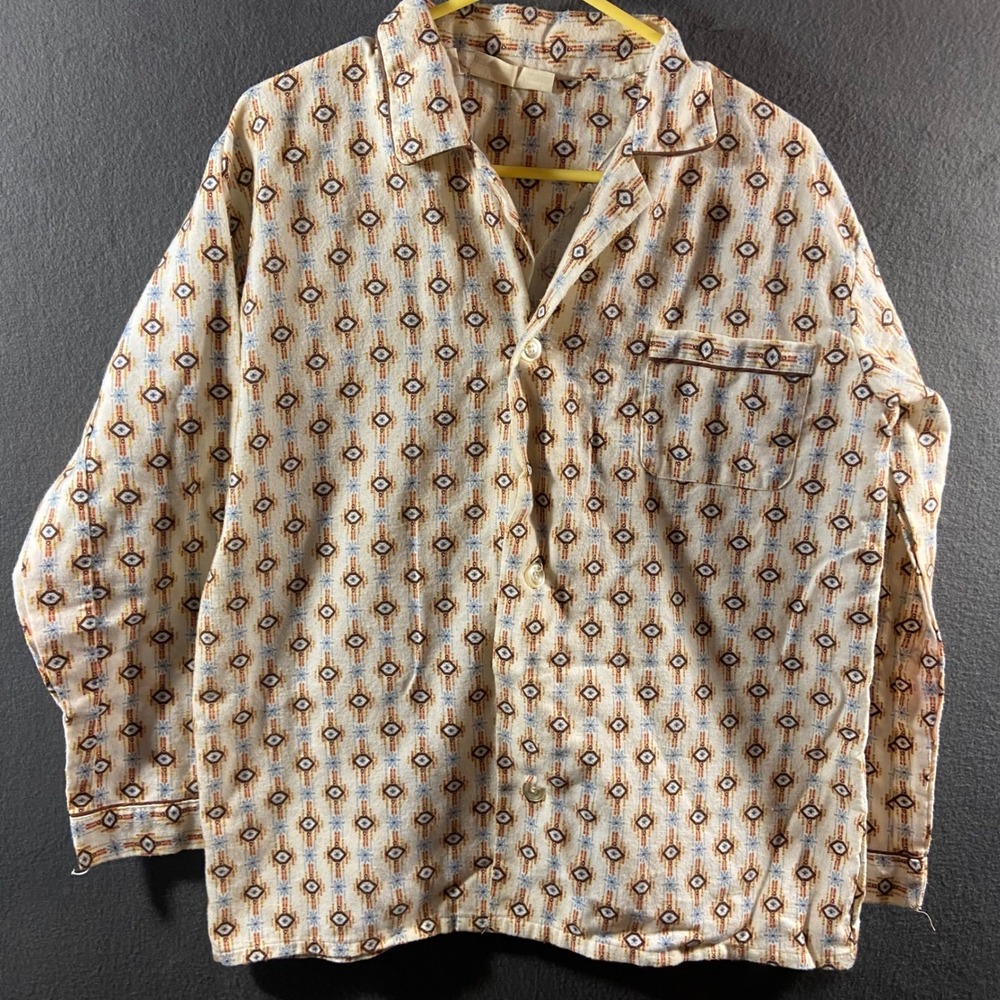 true vtg 70s Fruit of the Loom flannel shirt aztec cat eye southwestern retro
